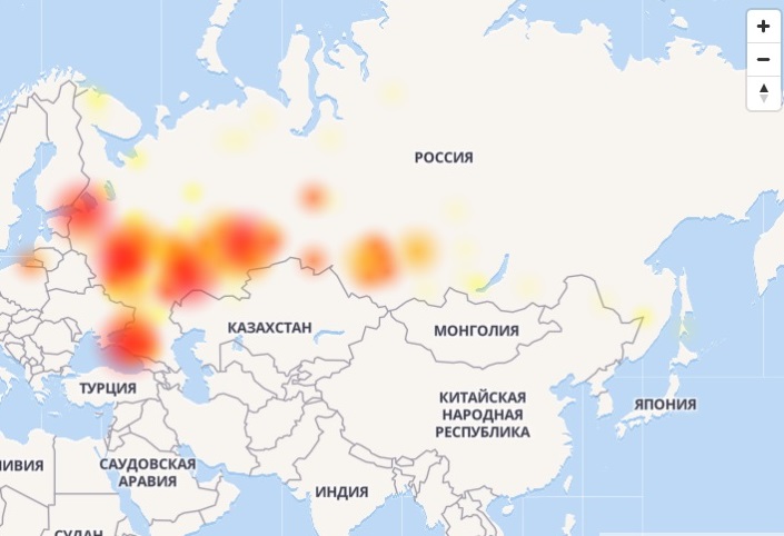 Карта сбоев интернета